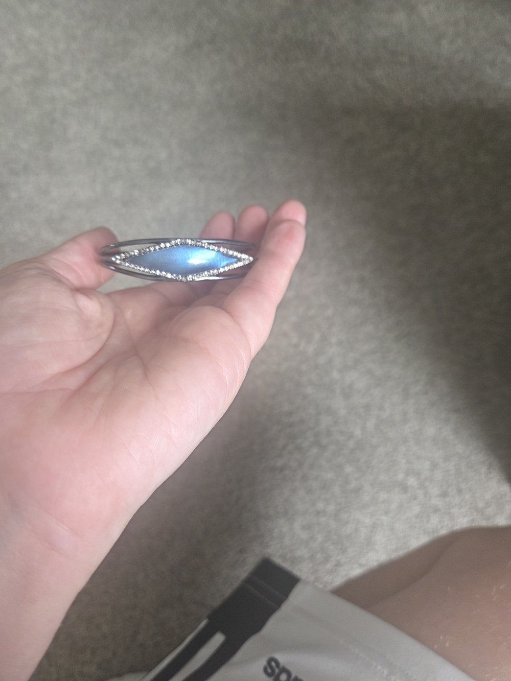 Alexis Bittar Gunmetal Bangle Bracelet with Blue Stone
